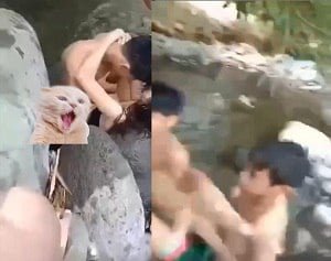 Nas margens do riacho, um monte de jovens fez amor um pelo outro