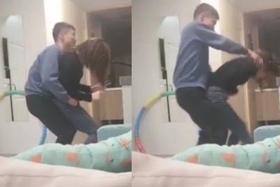Garota grande do peito gritando ao fazer amor com um cara preguiçoso