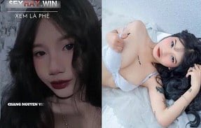 As palavras quebradas pretas e vermelhas femininas em Lam Vinh Tuc Banh beo estavam com o coração partido